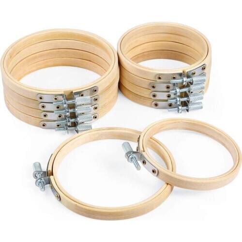 10 Piece 3 Inch And 4 Inch Embroidery Hoops Bamboo Circle Cross Stitch Hoop Ring For Christmas Ornament Art Craft Handy Sewing