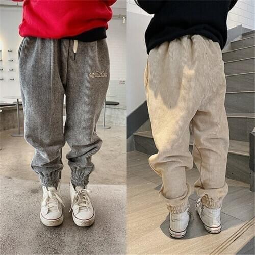 Kids Pants Autumn Winter Plus Velvet High Quality Corduroy Trousers For Boys 2 3 4 5 6 7 8 9 Years Toddler Baby Harem Pants 2020