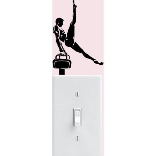 Gymnast Gymnastics Pommel Horse Boy Wall Switch Vinyl Stickers Decals 5WS1409
