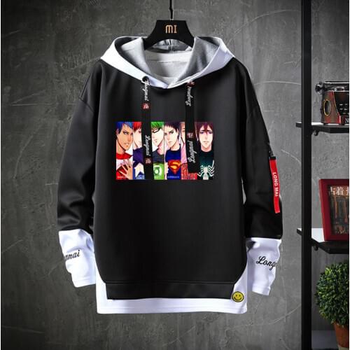 Anime Kurokos Basketball Hooded Teenagers Costume Cartoon Unisex Casual Fake Two-Piece Hoodies Sweatshirt jacket coat
