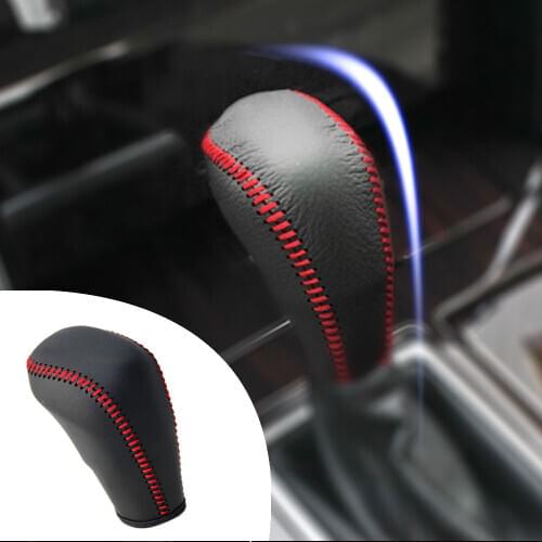 Muchkey Leather Gear Knob Stick Covers AT For Toyota REIZ 2010 2011 2012 2013 Non-slip Automatic Shifter