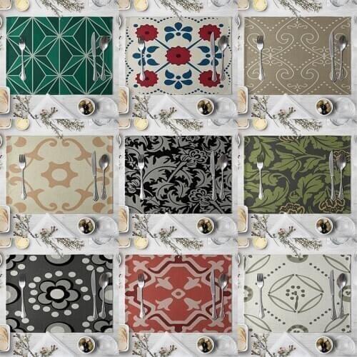Linen Geometric Table Mat Kitchen Placemat Dining Table Mat Coaster Pads Cup Mats Home Decor