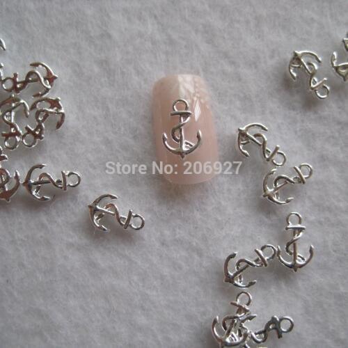 MD-659 10pcs Fancy Silver Small Anchor Deco Metal Charms Metal Deco Charms Nail Art