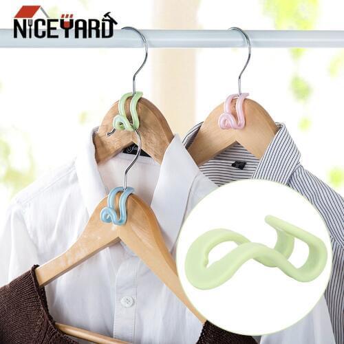 NICEYARD 5Pcs Mini Clothes Hanger Creative Anti-slip Home Closet Organizer Storage Rack Clothes Holder Hooks Plastic Easy Hook