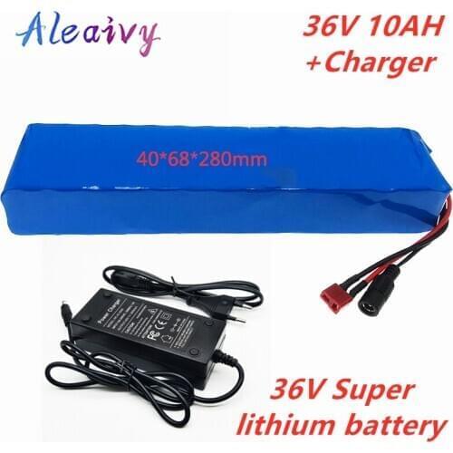 Aleaivy NEW 36V 10Ah 500w 10S3P Lithium ion Battery Pack For 42v E-bike Electric bicycle Scooter with 15A discharge BMS+charger
