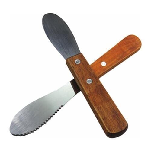 500pcs Stainless Steel Spreader Cutlery Butter Knife Spatula Scraper Breakfast Tool Wood Handle NO235