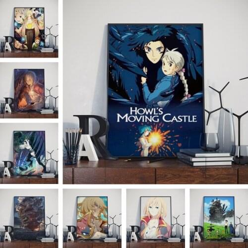 Japanese Anime Howls Moving Castle Quality Canvas Poster Study Kids Room Living Sofa Wall Art Home Decor Painting Picture A1334
