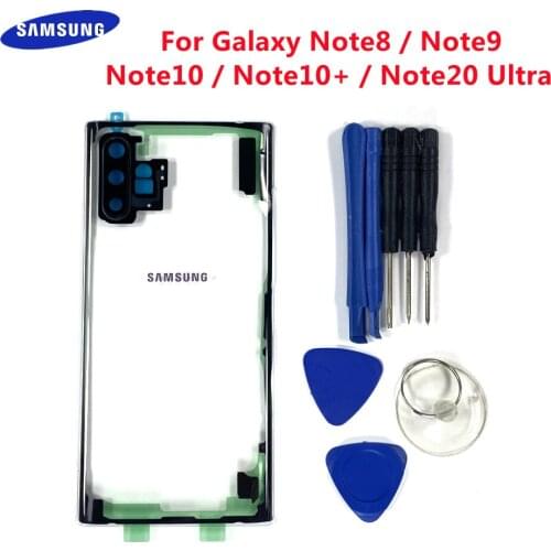 For Samsung Galaxy Note 10 10+ Plus 9 8 Transparent Rear Glass Case Battery Door Back Cover Colorless Housing Adhesive + Tools