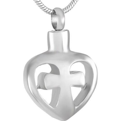 MJD9318 Discount !!! Big Sale 50% Off Always in My Heart Cross Cremation Jewelry Heart Shape Urn Locket (pendant only)