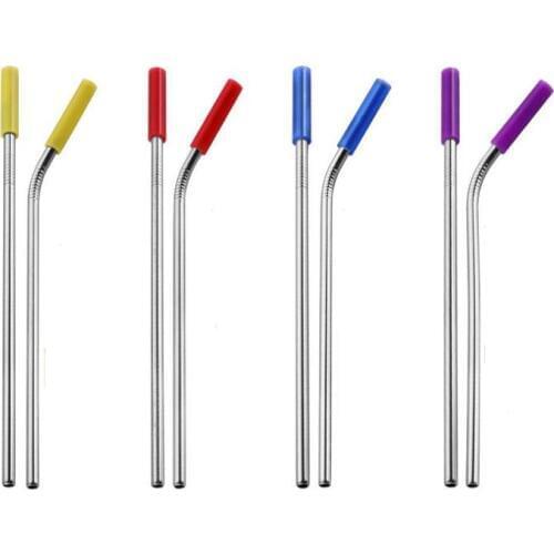 1000pcs Stainless Steel Straws Reusable Metal 8.5/10.5 Inch Drinking Straws with Silicone Tips for Beverage Mugs SN2245