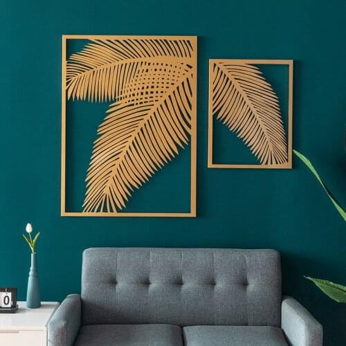 Modern contracted sitting room decoration accessories Metal leaves Wrought iron home decoration wall bedroom wall hanging decor