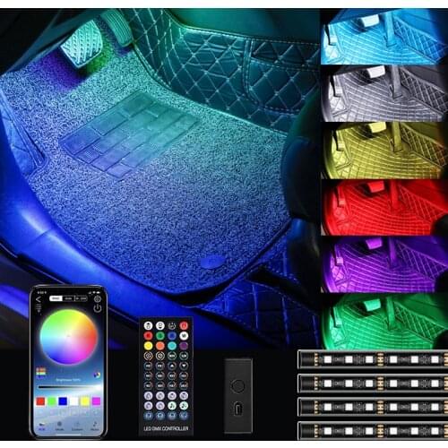 48/72 LED Interior Car Lightings Strip USB App Remote Control Ambient Lamp Multiple DIY Modes Under Dash Decorative Lights