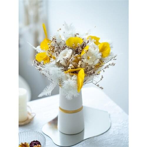 Eternal Rose Natural Dried Preserved Flower Bouquet Plants Eucalyptus Leaves Artificial Orchids For Room Decoration Weeding Deco