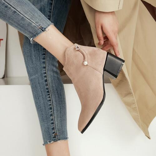 Plus Size 34-48 Women Shoes Winter Autumn Casual Women High Heels Pumps Fashion Warm Ankle Boots Women Botas Shoes Mujer Zapatos