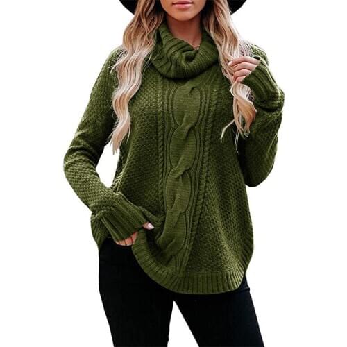 Super Fire New Fashion Elegant Temperament Turtleneck Womens Sweater Autumn and Winter Sweater Womens Shirt Casual Turtleneck