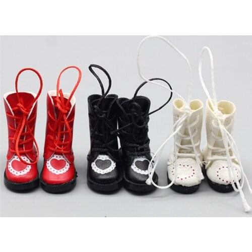 1pair PU Leather 1/8 doll Boots For BJD 1/6 dolls Shoes for Doll Mini Boot 3.2cm Shoes Doll Accessories