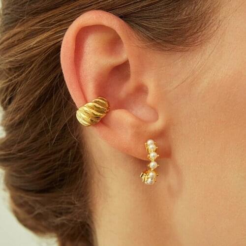 2 Sets of Fashion Bohemian Earrings Jewelry Alloy Pearl Earrings Twill High Quality Circle Non-piercing Ear Clip Party Jewelry