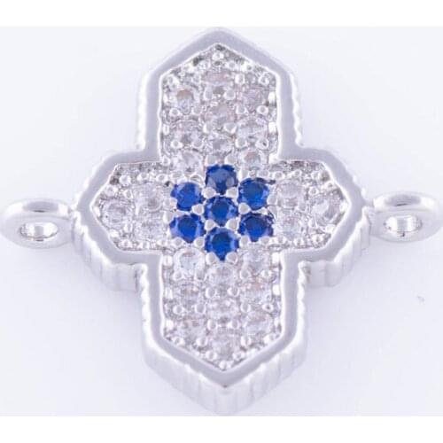 5pcs Crosses Charms Connectors For Jewelry Making Handicraft Copper Micro Pave Czech Charms Vintage Accessories