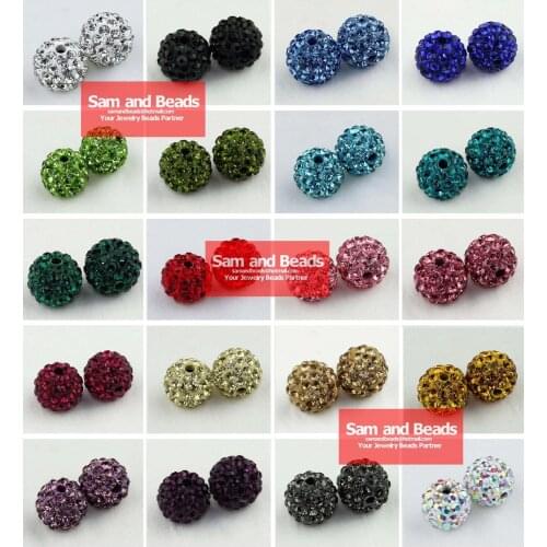 50Pcs/Lot Clay Bracelet Disco Crystal Pave Ball Beads Wholesale 10MM High Quality