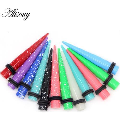 Alisouy 2pc Punk cone shape Crylic Ear Gauge Taper Tunnel Plug Expander Stretching Piercing Body Piercing Jewelry Ear Expanders