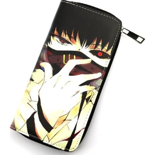 Anime Tokyo Ghoul colorful long style PU wallet Kaneki Ken zipper multi-layer card holder long purse