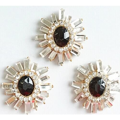 5Pcs/lot New 22 * 22mm Devils Eye Crystal Rhinestone Button DIY Crafts Hair flower Center Embellishment Brooch Jewelry Parts