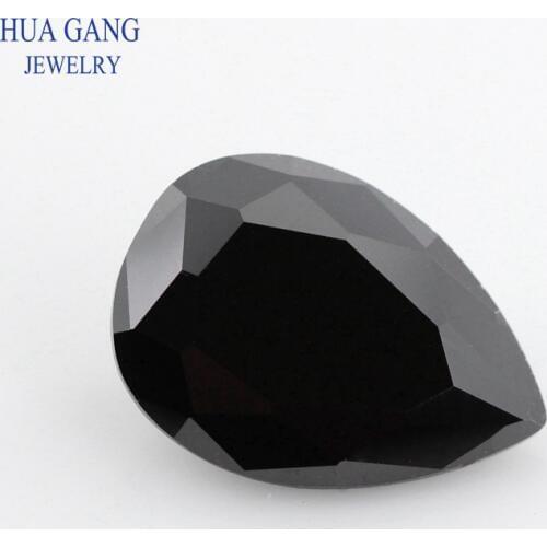 Black Natural Spinel Loose Gemstone Pear Shape Size 2x3mm~10x14mm Natural Gemstone Beads For DIY Jewelry Making Free Shipping