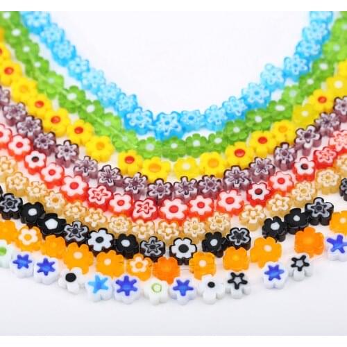 TESSYSTORE Colorful Lampwork Beads Mixed Color Flower Pattern Glass Beads For Jewelry Making Bracelet Necklace DIY Accessories
