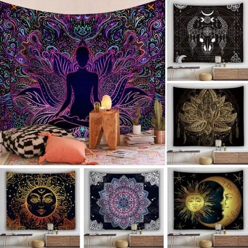 India boho mandala tapestry witchcraft astrology aesthetic bedroom meditation wall tapestry home room hanging decor accessories