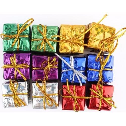 Exquisite 24pcs/bag Christmas Tree Ornaments Xmas Tree Hanging Gift Box Decoration Festival Hanging Ornaments Home Decoration