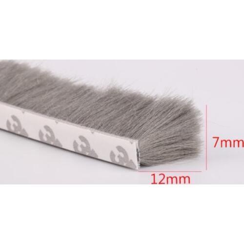 Adhesive Sealing Strip Felt Draught Excluder Wool Pile Weatherstrip Door Window Brush Seal 7mm x 12mm 7x12mm Silver Gray Brown
