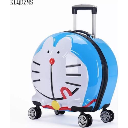 KLQDZMS 20Inch Cartoon Tinker Cat Kids Rolling Luggage Travel Suitcase Spinner ABS＋PC Carry-Ons Boarding Box For Children
