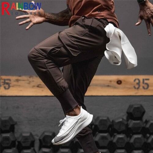 Rainbowtouches Summer Thin Casual Breathable Binding Foot Opening Multi Pocket Zipper Overalls New Sports Pants Men