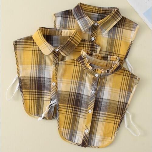 Korean Chiffon Small silver Beaded Womens Button Down Removalbe Blouse Kraagie Nep Tunic Vestido Faux Cols False Collar Custom