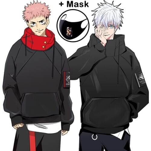 Gojo Satoru Yuji Itadori Anime Jujutsu Kaisen Cosplay Costume Face Cover Props Hoodies Hooded Sweatshirt Pants Unisex Student