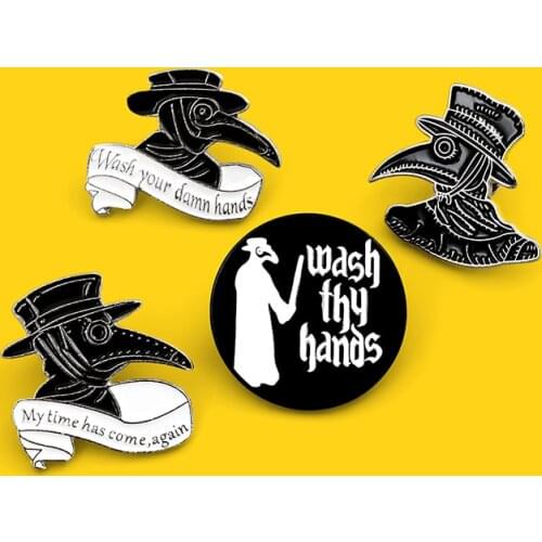 Creative Gentleman hat crow punk brooch Personality pin badge enamel backpack lapel pin hat jewelry gift for friends