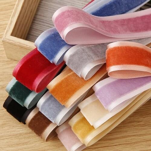 1" 25MM/1.5" 38MM Single Face Line Elastic Velvet Solid Color Ribbons Hair Bows DIY Gift Packaging Material Christmas Polyester