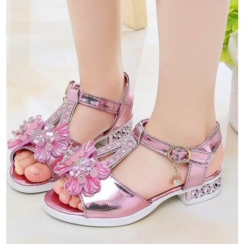 2021 Summer Rhinestone Sandals For Girls Kids Shoes Children Princess Sandles Sandalias Outdoor Non-Slip Comfortable Sandalias