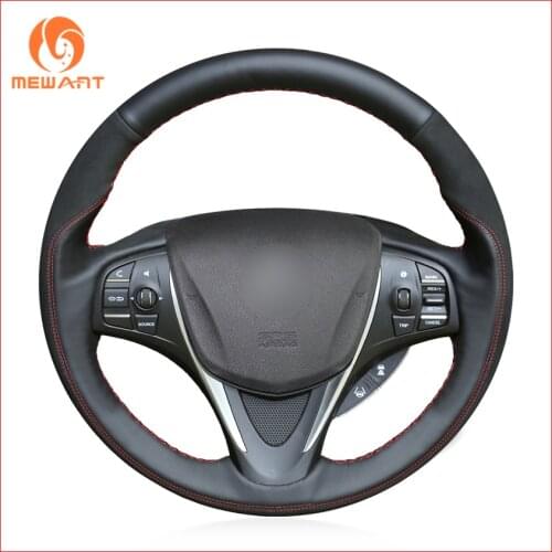 MEWANT Black Genuine Leather Black suede Car Steering Wheel Cover for Acura TLX 2015 2016 2017 2018 Interior Accessories Parts