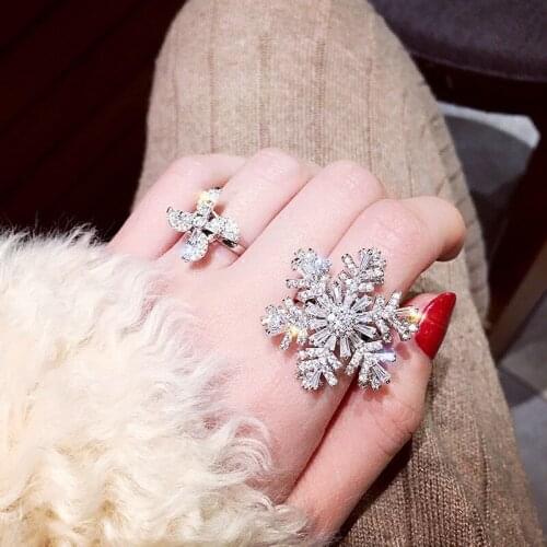 Multi-layer Zircon Handmade Eternity Crown Snowflake Star Flower Crystal Knuckle Finger Ring for Women Party Wedding Jewelry