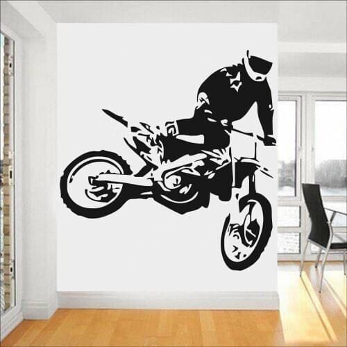 Motorbike Wall Decals Art Motocross Jumps Motorcycle Living Room Bathroom Creative Door Decorative Vinyl Wall Stickers Z217