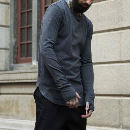 Mens Thumb Hole T-Shirts Hip Hop Men Autumn Spring T Shirt Casual Street Clothing Men Long Sleeve Tee Shirts Tops Clothes