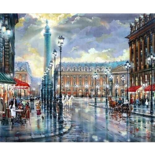 A11385 11CT/14CT/18CT/25CT/28CT oil street patterns Counted Cross Stitch DIY Cross Stitch Kits Embroidery Needlework Sets