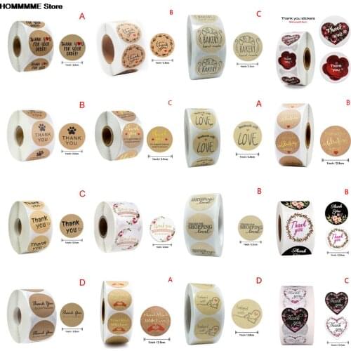 500Pcs/roll Floral Thank You Sticker For Seal Label Scrapbooking Christmas Sticke Decoration Sticker Stationery Sticker