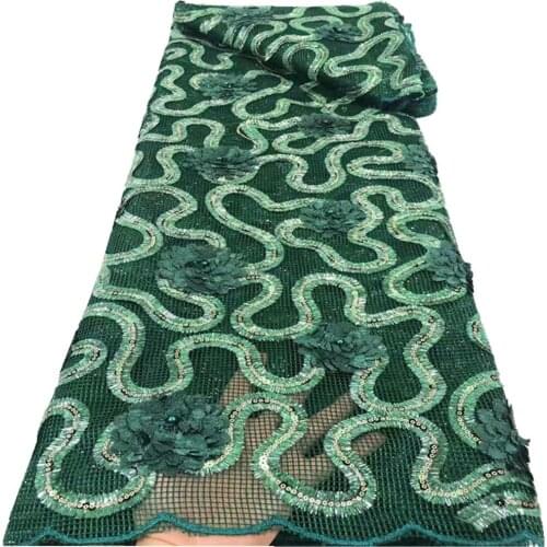 Nigerian Lace High Quality 3D Flower African Tulle Lace Fabric 2021 With Sequins French Wedding Lace Material For Dress r66-441