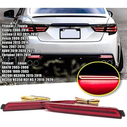 NEW-For Toyota Camry Sienna Avalon RAV4 Wish Fortuner LED Rear Bumper Fog Light Tail Brake Stop Light Reflector Driving Lamp