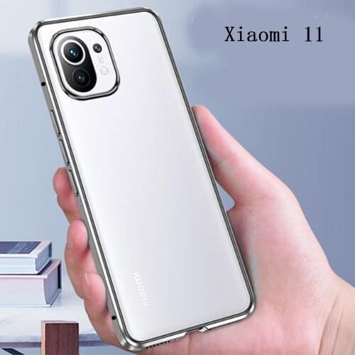 New Arrival Aluminum Metal Bumper Frame for Xiaomi 11 mi11 Transparent Back Plastic PC Case Cover for Xiaomi mi 11 Xiaomi11 skin