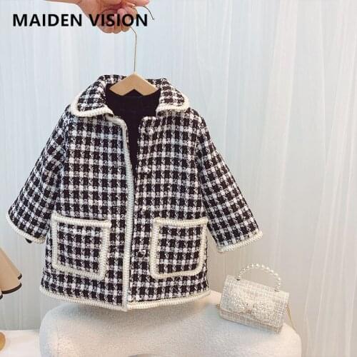 Toddler Kids Baby Girls Overcoat Woolen lattice Single Breasted Coat For 2-8T Girl Ladys Outerwear Winter Warm Clothes Snowsuit