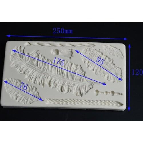 Food Grade Feather Shape Silicone Fondant Cake Decoration Mold Printing Pattern Silicone Molds