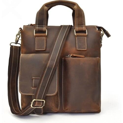 Casual Retro Crossbody Bag Genuine Leather Shoulder Bags Messenger Bags Crazy Horse Man Travel Business A4 Paper Storage Handbag